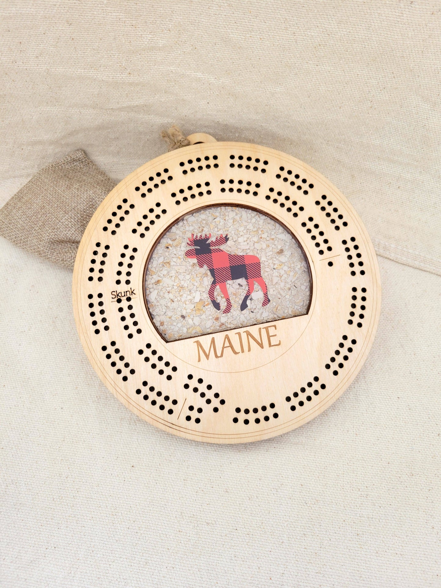 Cribbage Board - Buffalo Plaid Moose