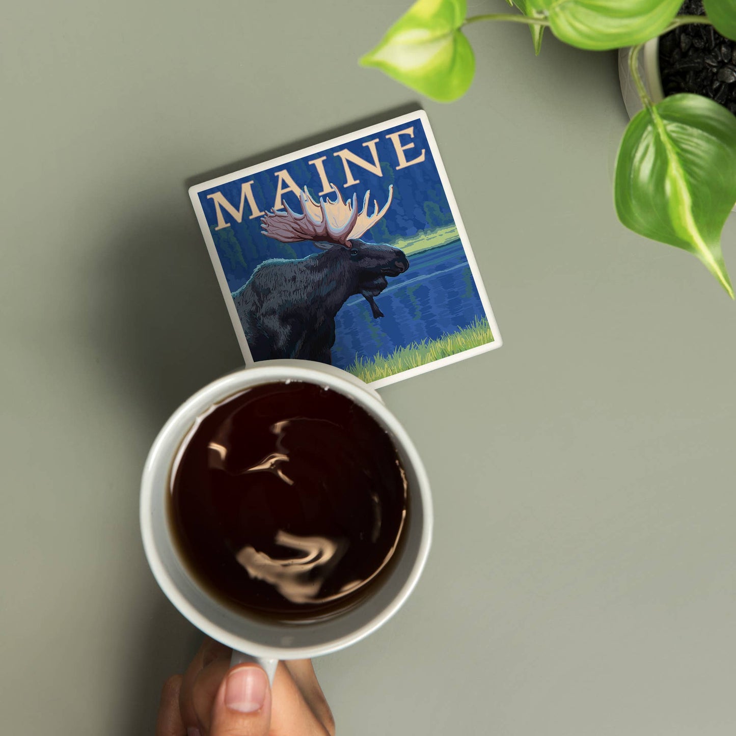 Coaster - Ceramic - Maine - Moose in the Moonlight