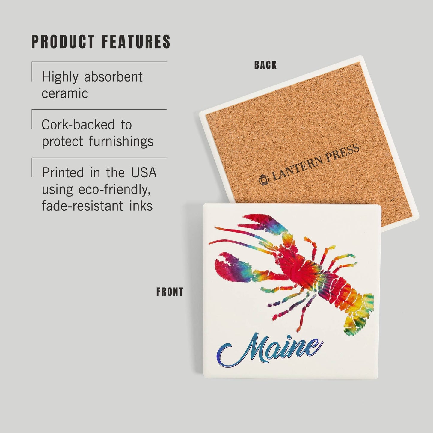 Coaster - Ceramic - Maine - Lobster Tie Dye