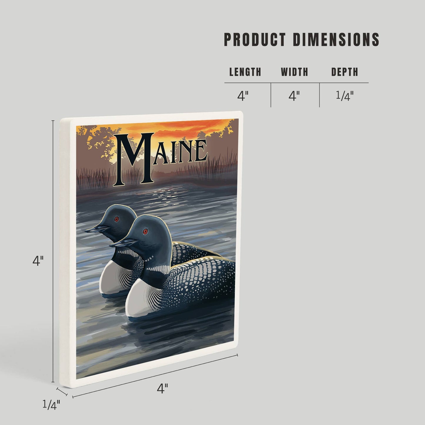 Coaster - Ceramic - Maine - Loon Family