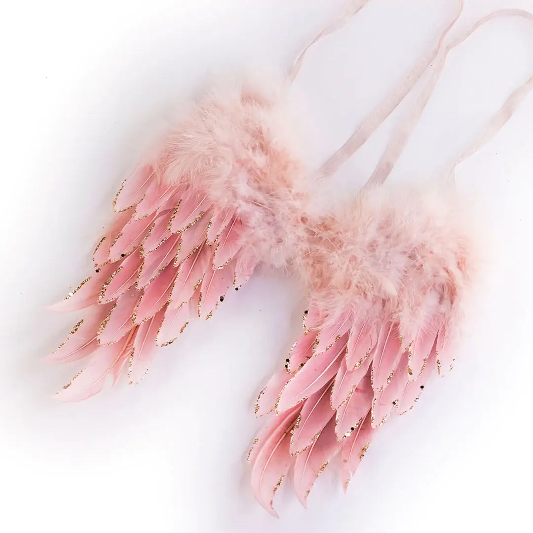 Medium Pink Feather Angel Wing Ornament