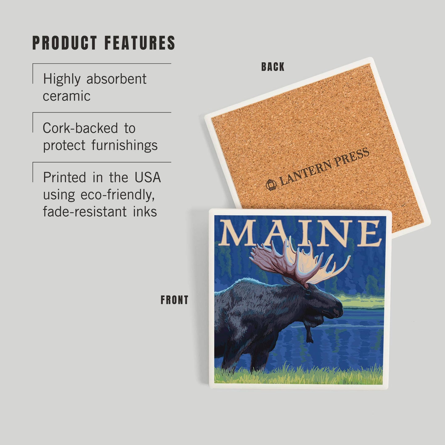 Coaster - Ceramic - Maine - Moose in the Moonlight