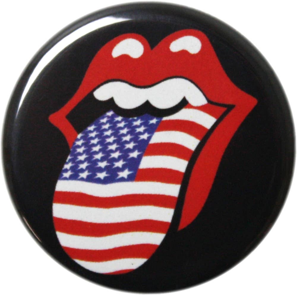 Button - Rolling Stones - USA Flag Tongue
