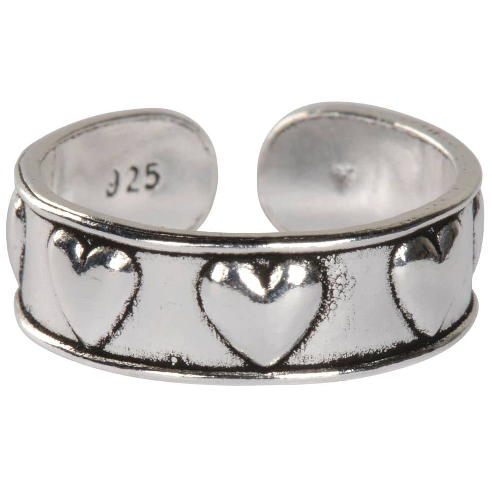 Toe Ring - Silver Hearts