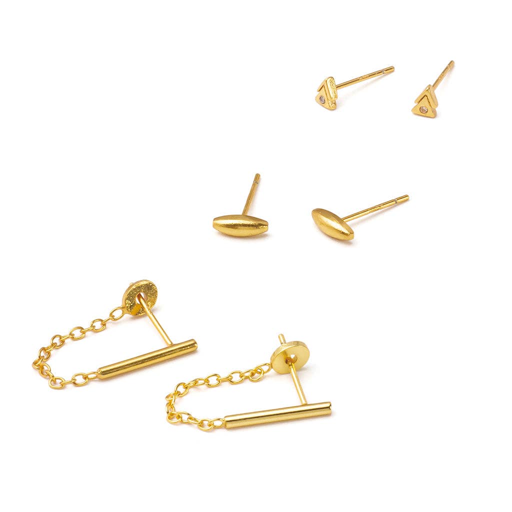 Earring - Stud Trio - Mars/Gold