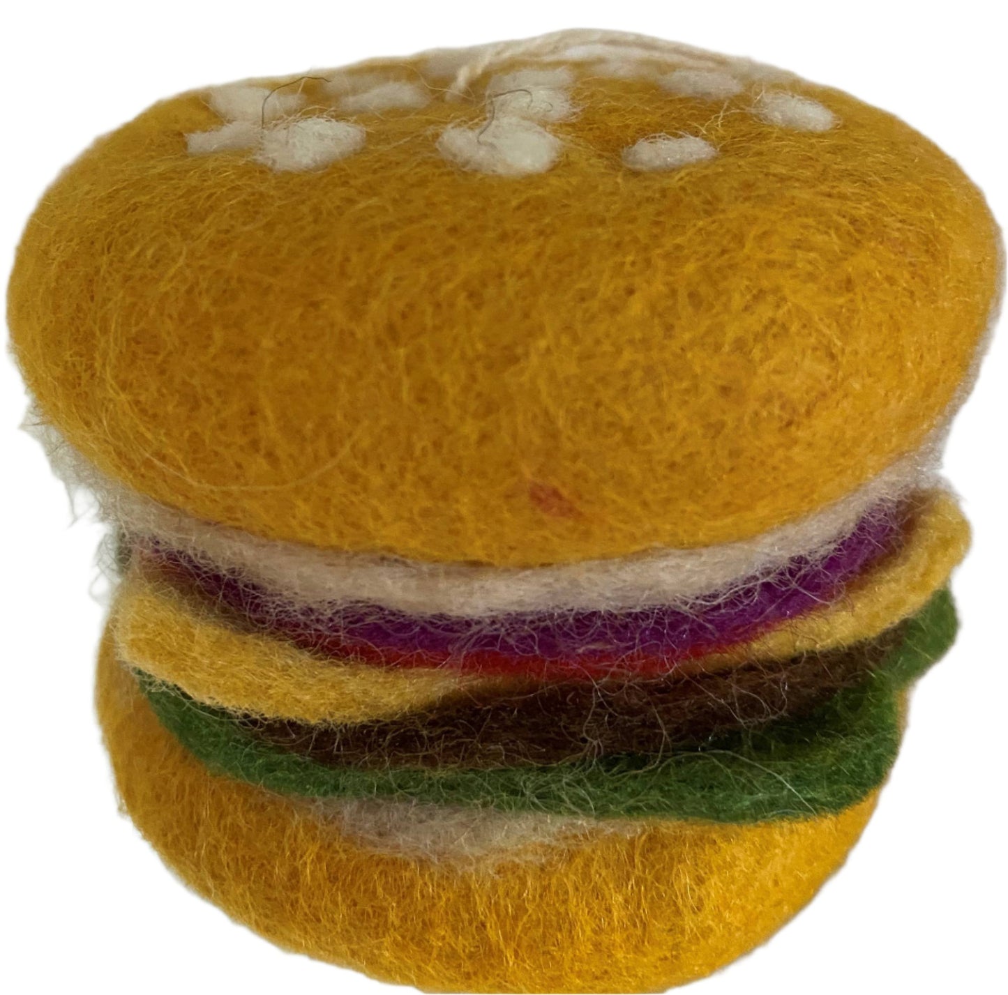 Handmade Felted Wool "Cheeseburger Deluxe" ornament