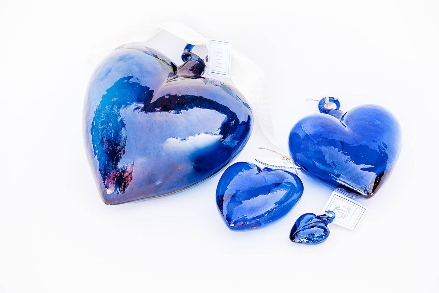 Blown Glass Heart - Cobalt Blue - Small