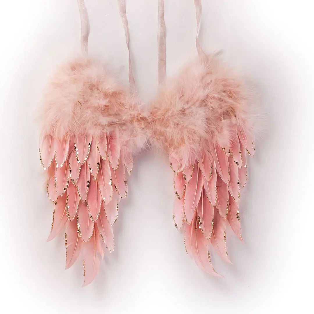 Medium Pink Feather Angel Wing Ornament
