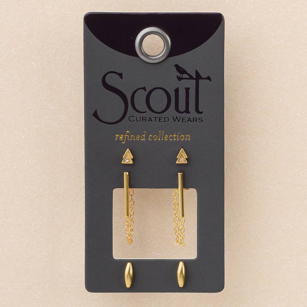 Earring - Stud Trio - Mars/Gold
