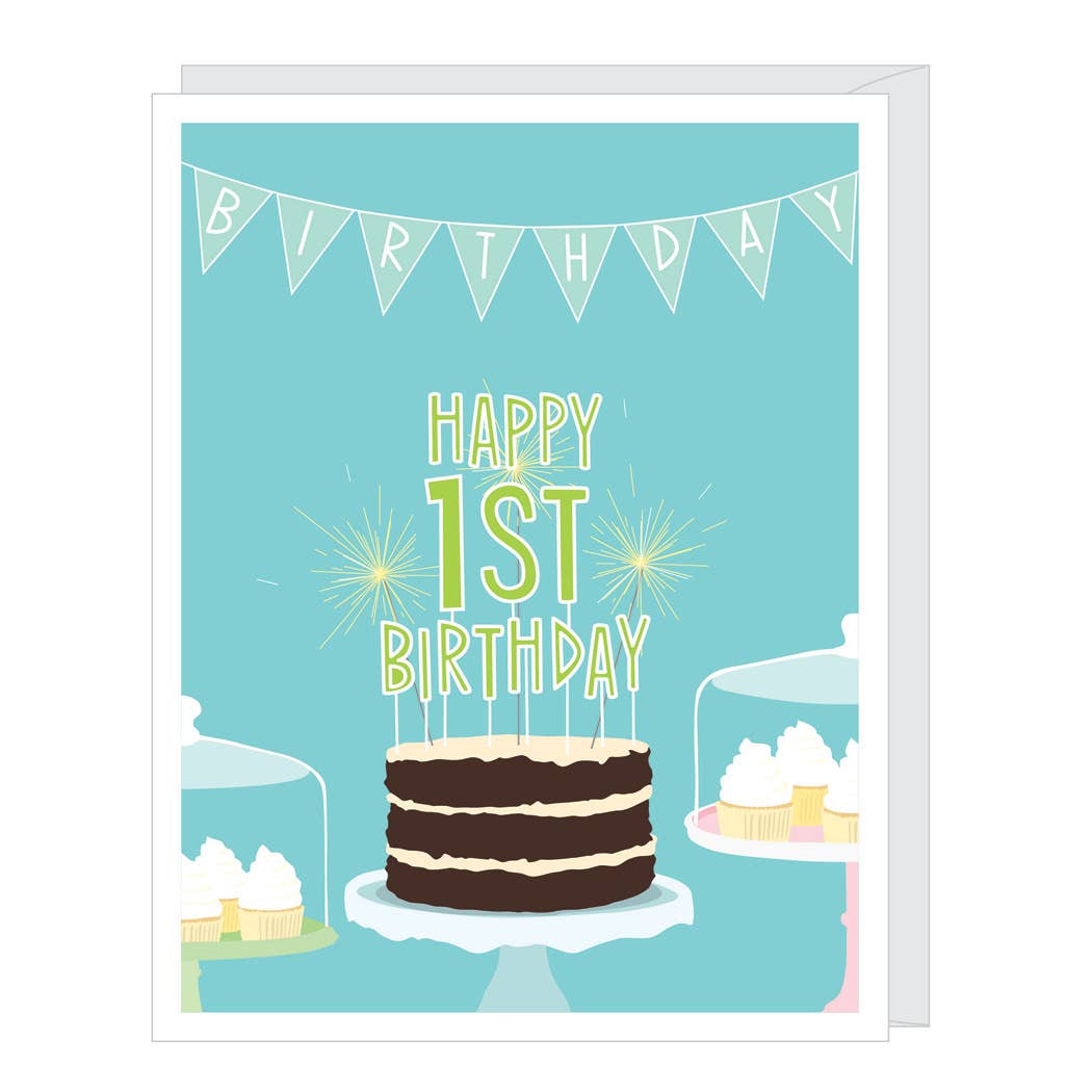 Card - Birthday - Happy First Birthday Boy (Teal)