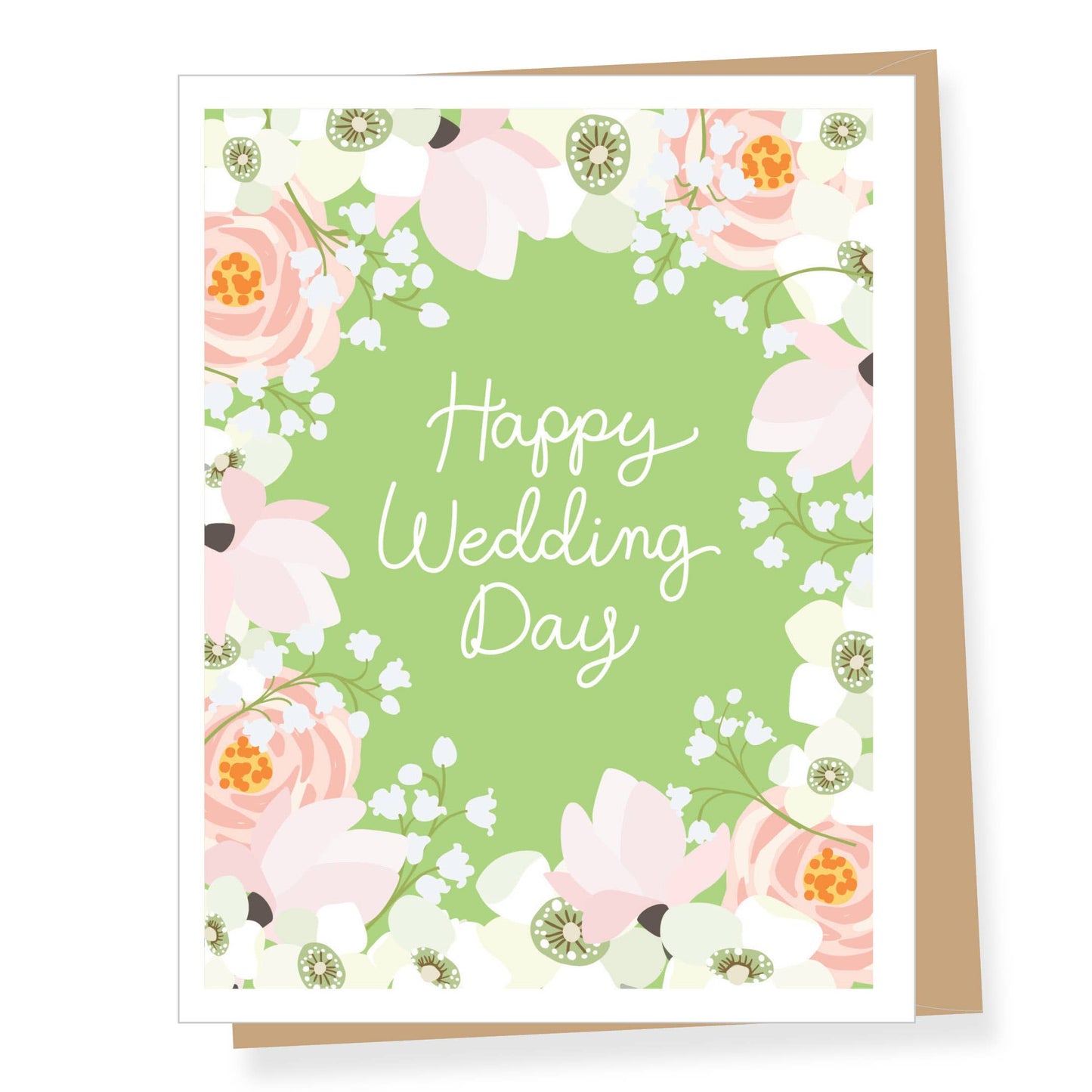 Card - Wedding - Happy Day Green Floral