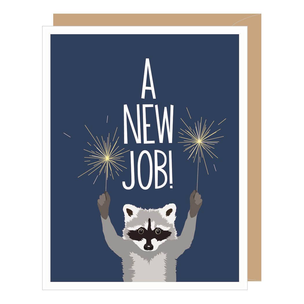 Card - New Job - Raccoon with Sparklers