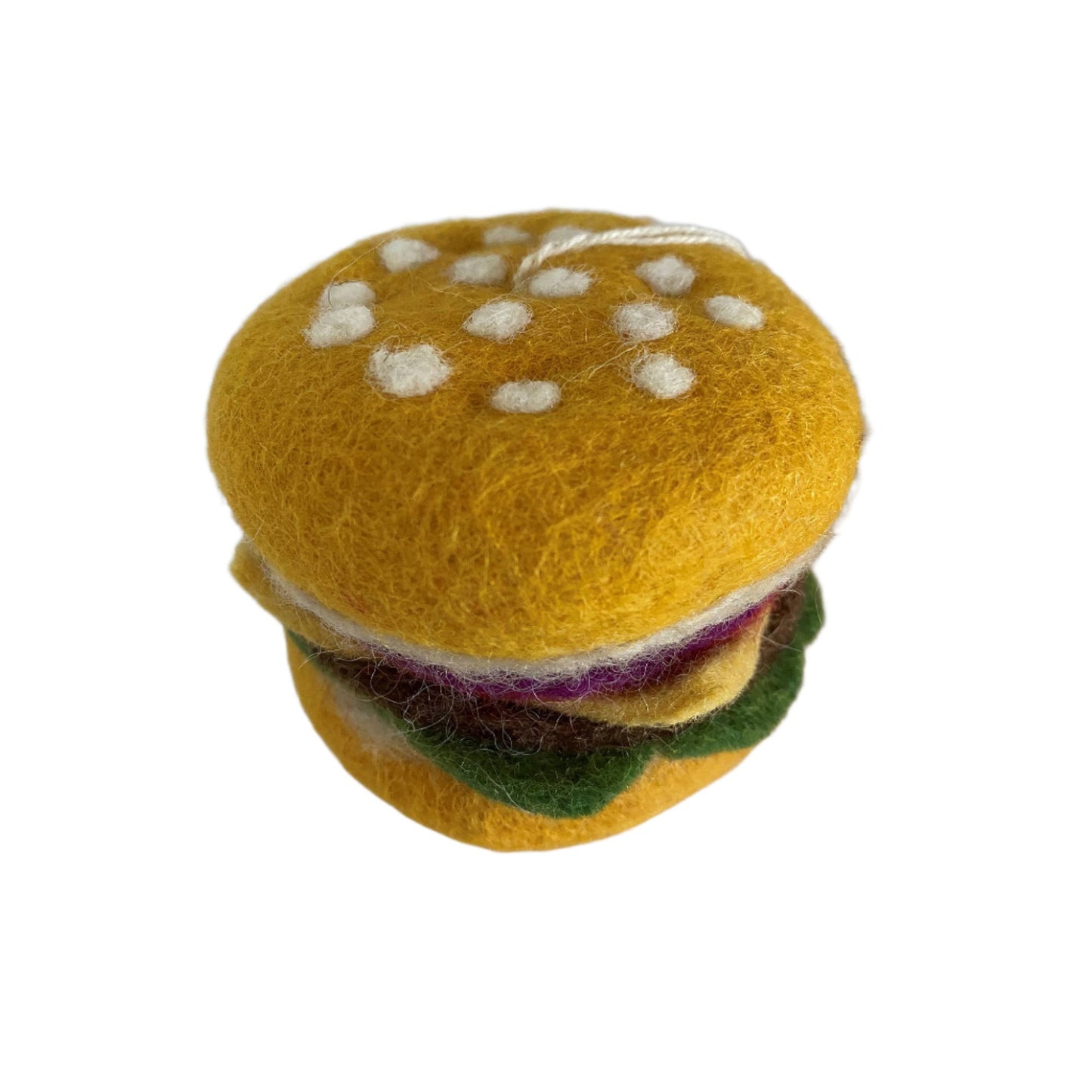 Handmade Felted Wool "Cheeseburger Deluxe" ornament