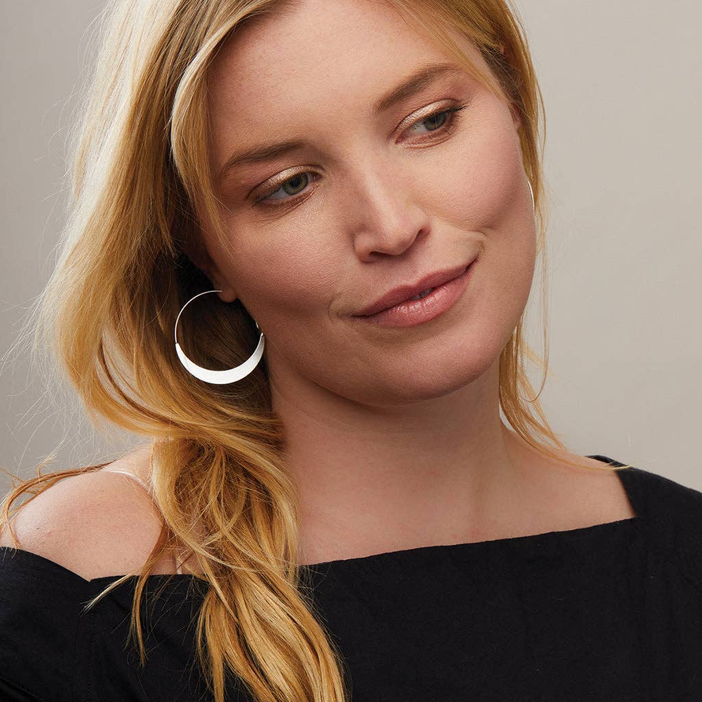 Earrings - Crescent Hoop/Sterling Silver