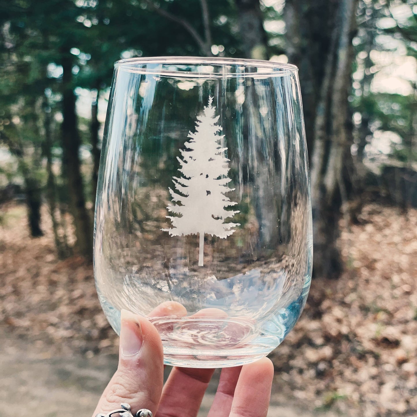 Wine Glass - Woodland Etched Stemless
