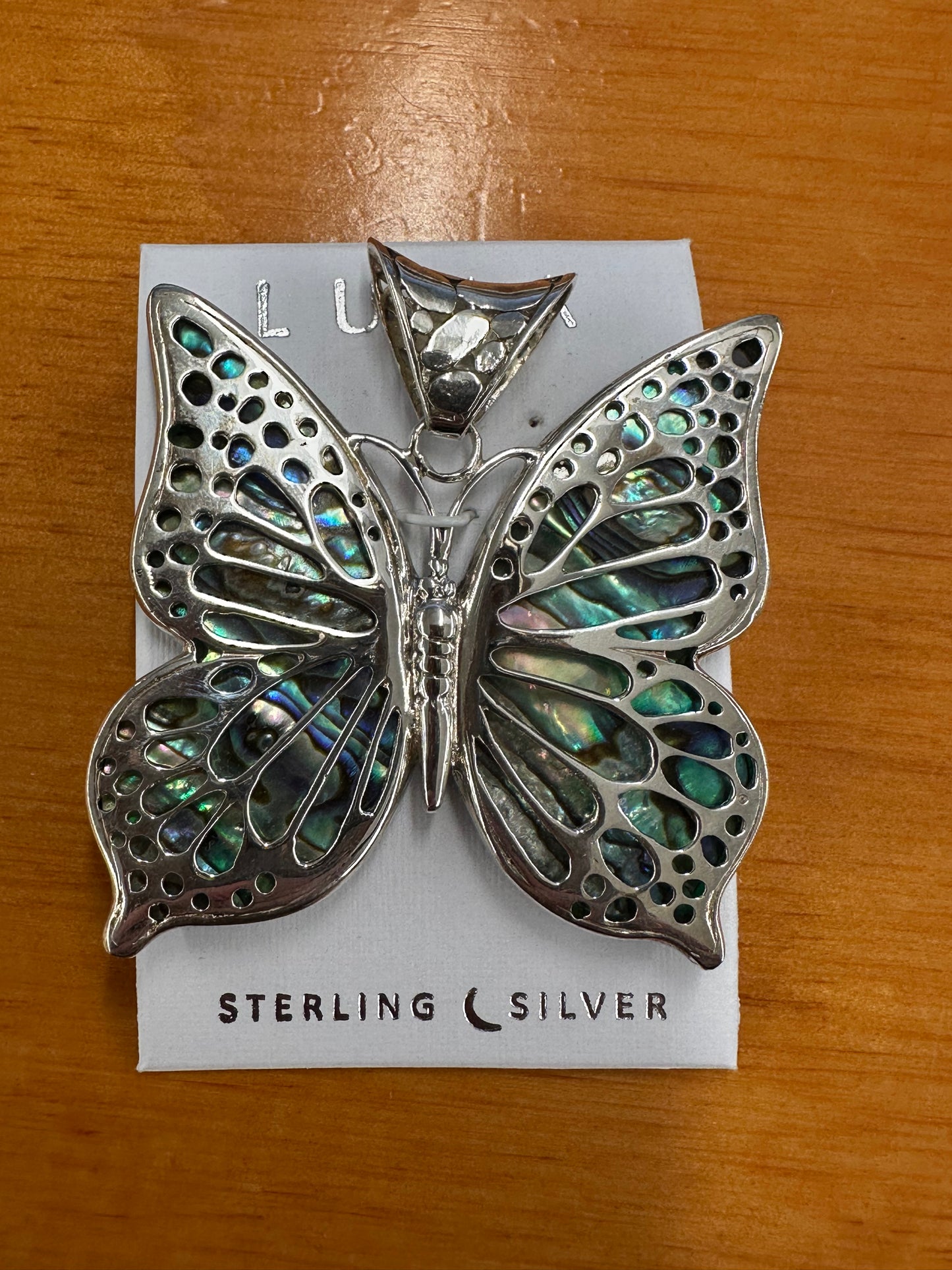 Necklace Pendant - Sterling Silver & Abalone - Butterfly