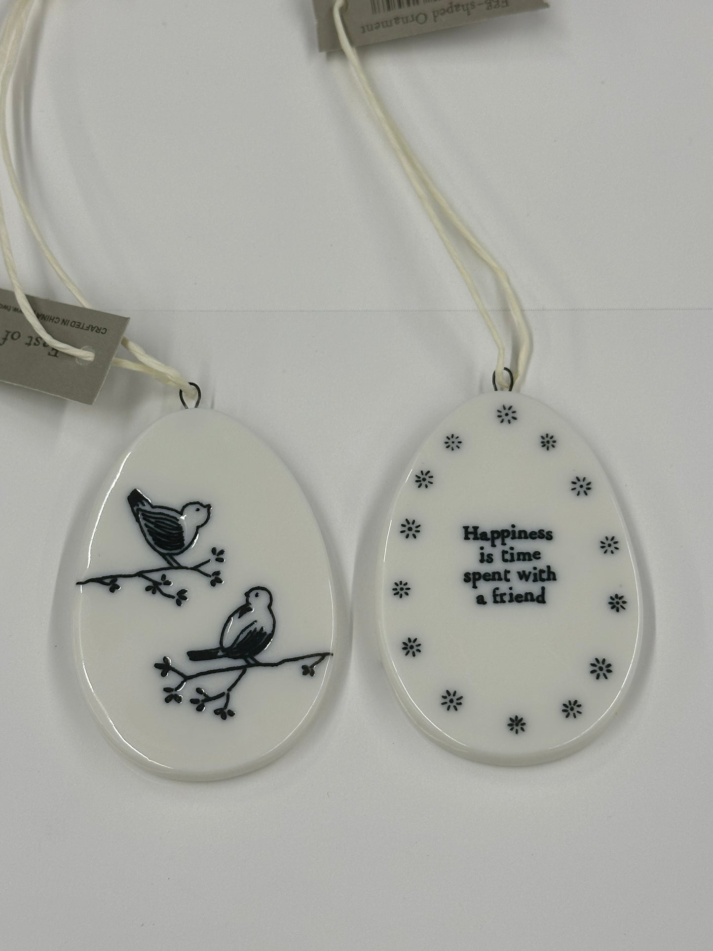 Egg-shaped Ornament - Happiness is Time Spent with Friends