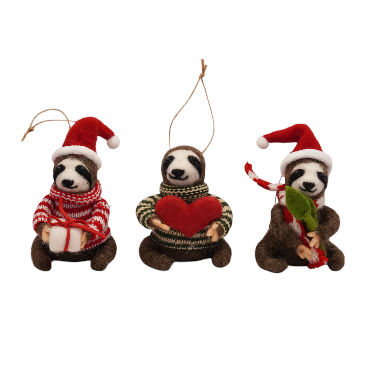 Felt Sloth Christmas Ornament