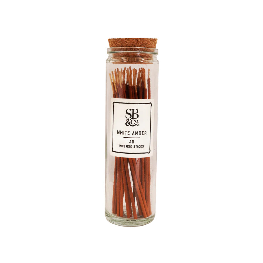 White Amber Incense in Glass Jar- 40 sticks