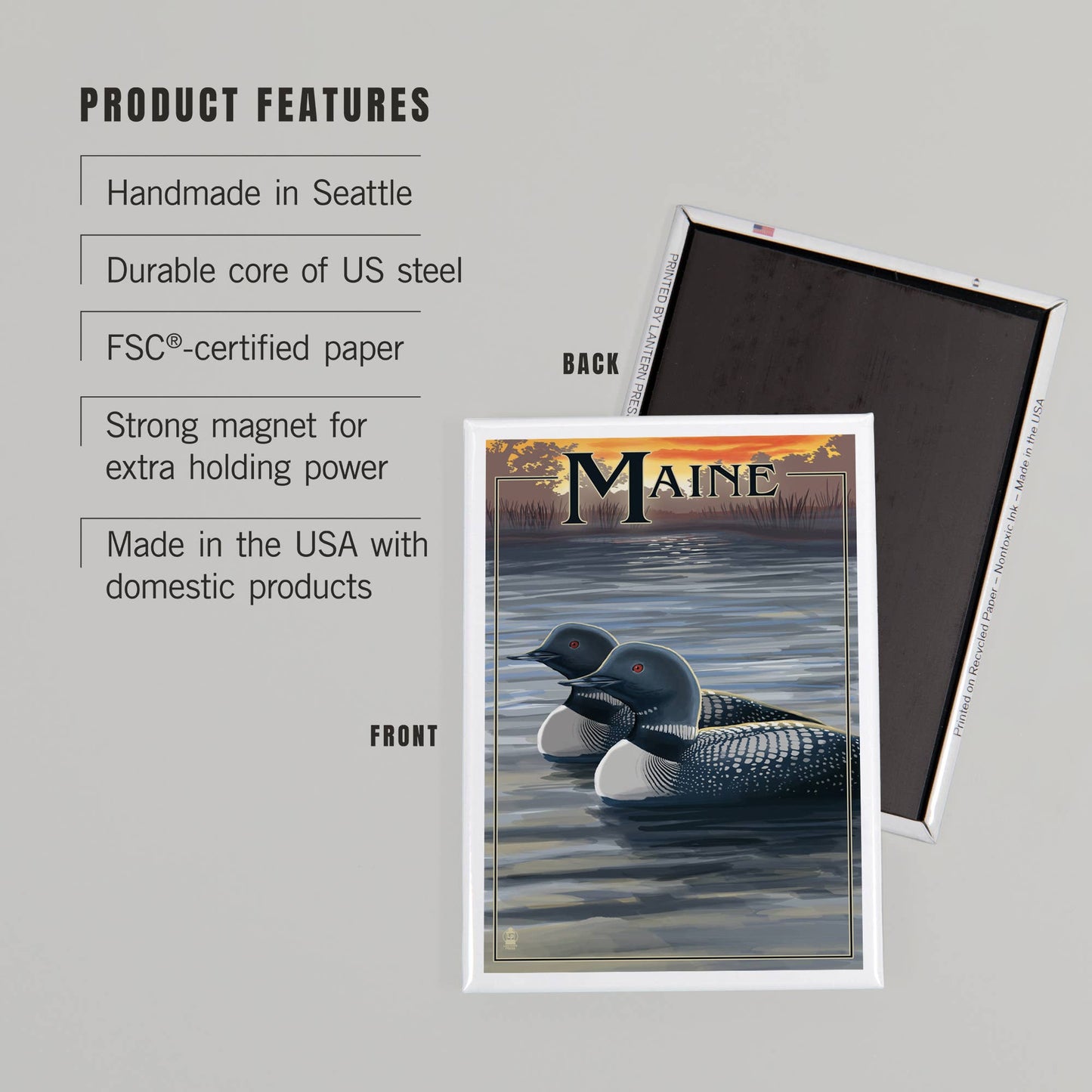 Magnet - Maine - Loon Family
