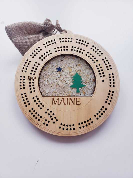 Cribbage Board - 1901 Maine Flag