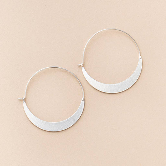 Earrings - Crescent Hoop/Sterling Silver