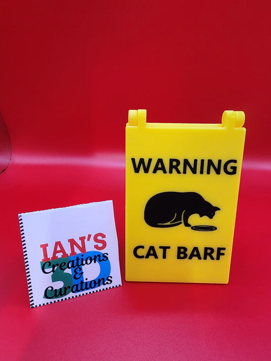 3D Warning Cat Barf Sandwich Board