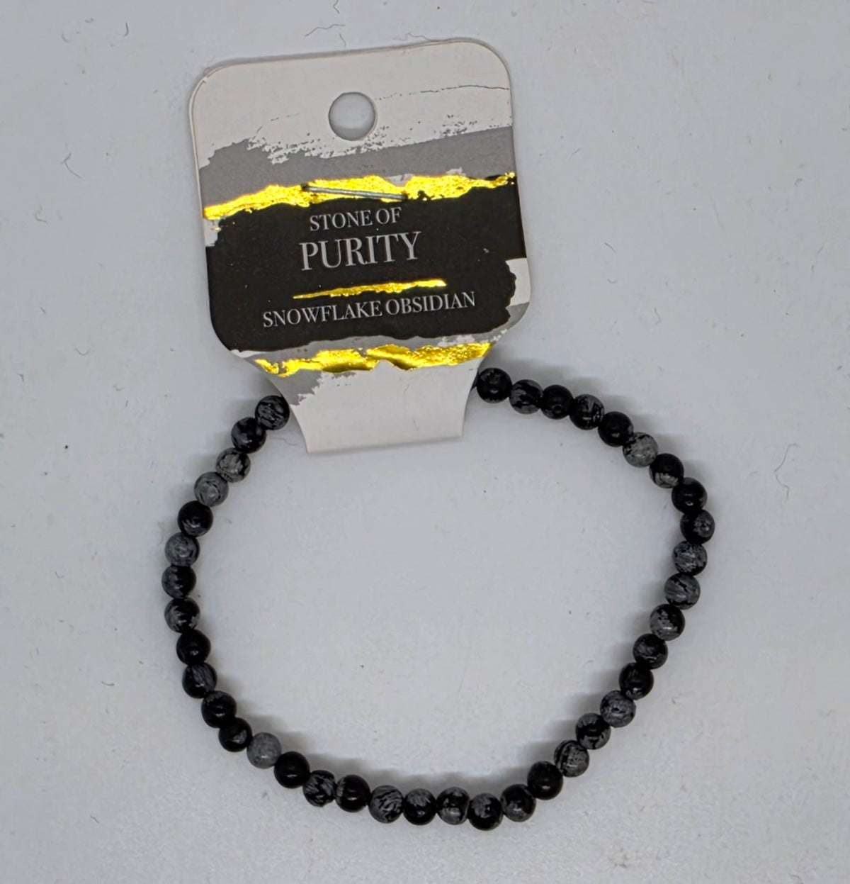 4 mm. Snowflake Obsidian - (Purity) Stretch Bracelet