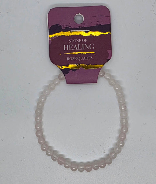 4 mm. Rose Quartz - (Healing) Stretch Bracelet