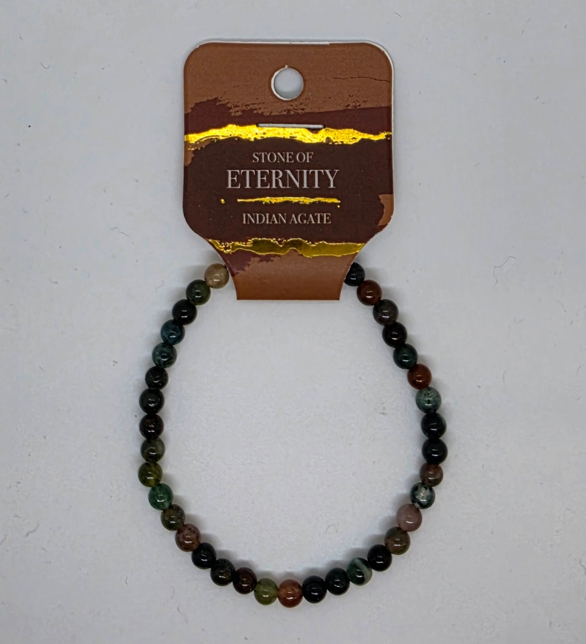 4 mm. Indian Agate- (Eternity) Stretch Bracelet