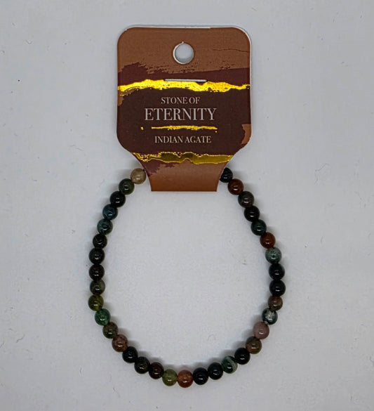 4 mm. Indian Agate- (Eternity) Stretch Bracelet