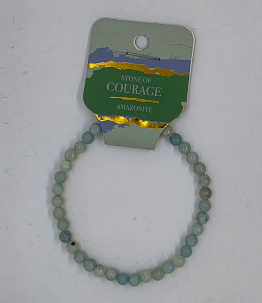 4 mm. Amazonite - (Courage) Stretch Bracelet