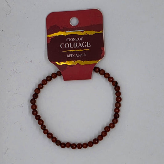 4 mm. Red Jasper - (Courage) Stretch Bracelet