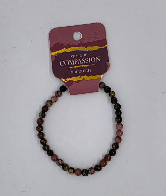 4 mm. Rhodonite - (Compassion) Stretch Bracelet