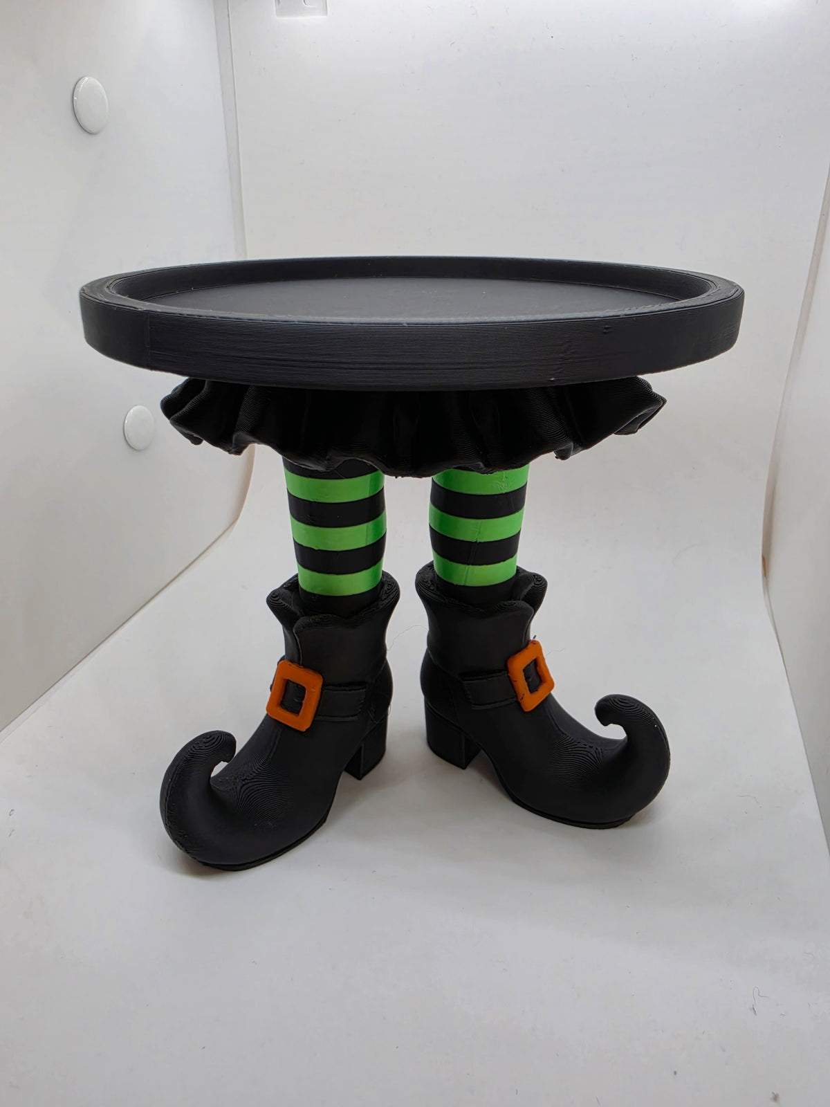 Candle Holder - Witches Legs with stocking and black shoes