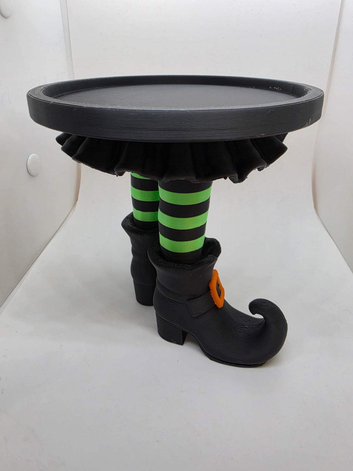 Candle Holder - Witches Legs with stocking and black shoes