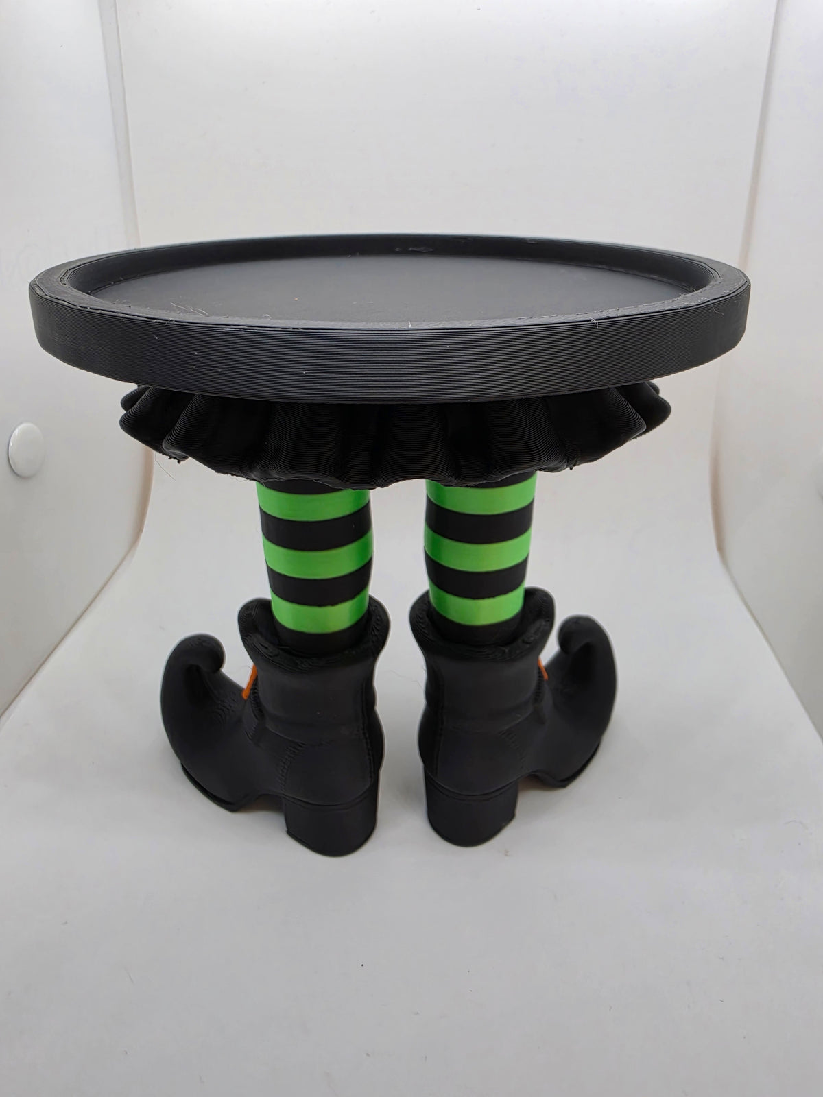 Candle Holder - Witches Legs with stocking and black shoes