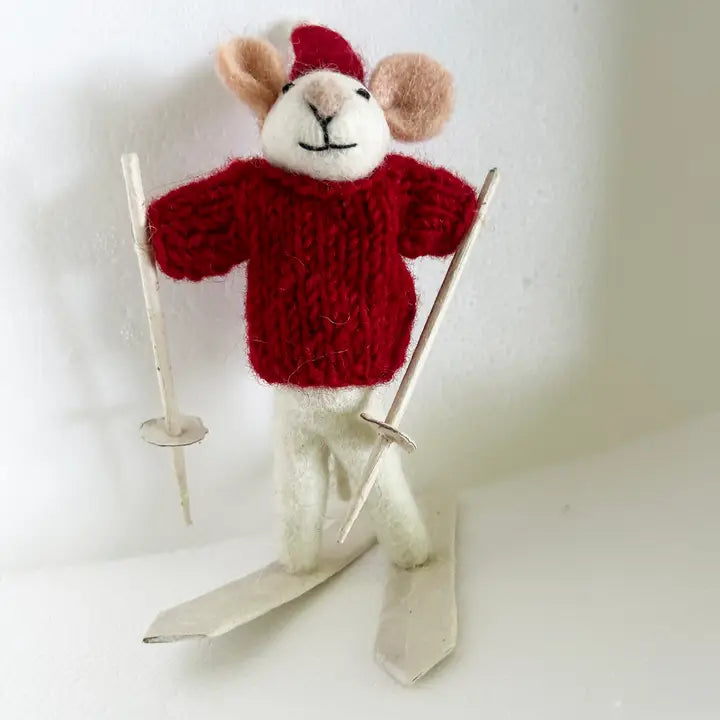 Ornament - Felt - Skiing Mouse