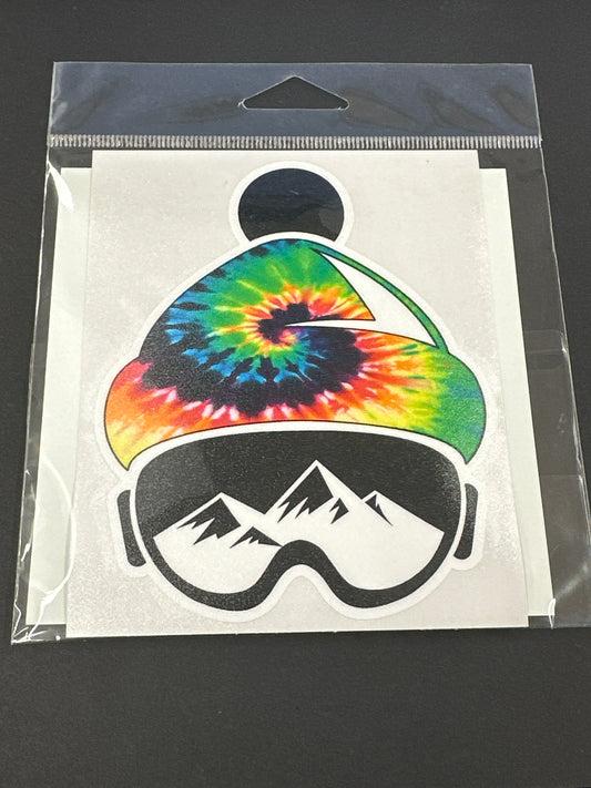 Sticker Lg - Tie Dye Ski Hat and Googles