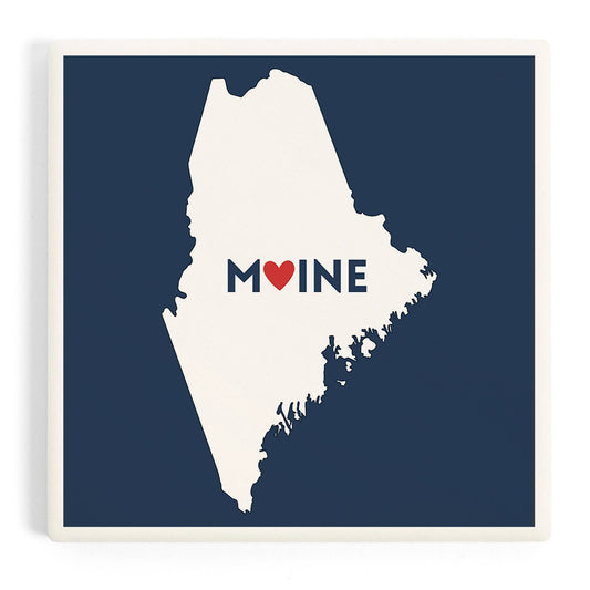 Coaster - Ceramic - Maine - Home State w/ Red Heart