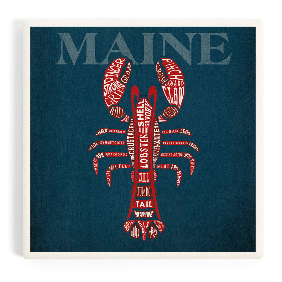 Coaster - Ceramic - Maine - Red Lobster Typography
