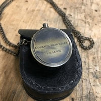 Compass w/ Chain & Leather Pouch - Courage Dear Heart