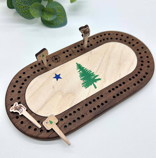 Cribbage Board - Maine Flag Mini