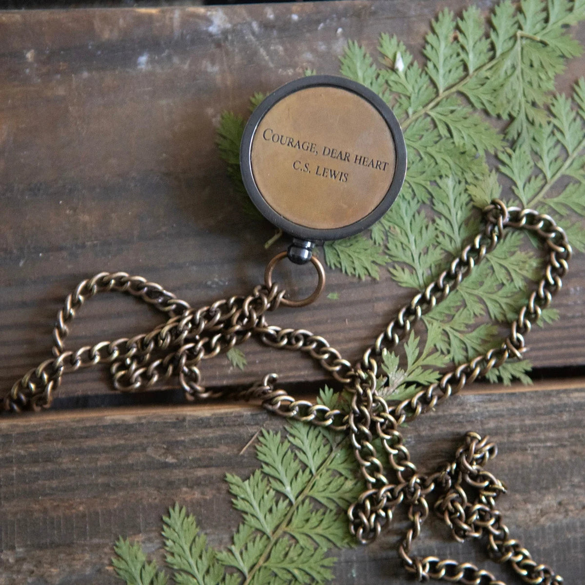Compass w/ Chain & Leather Pouch - Courage Dear Heart