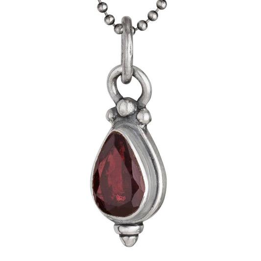 January Birthstone Garnet Sterling Silver Necklace