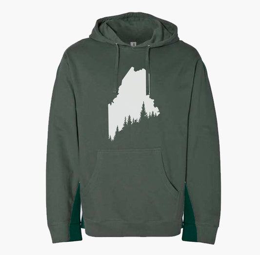 Sweatshirt - Maine Pine Tree Coast Hooded - Navy