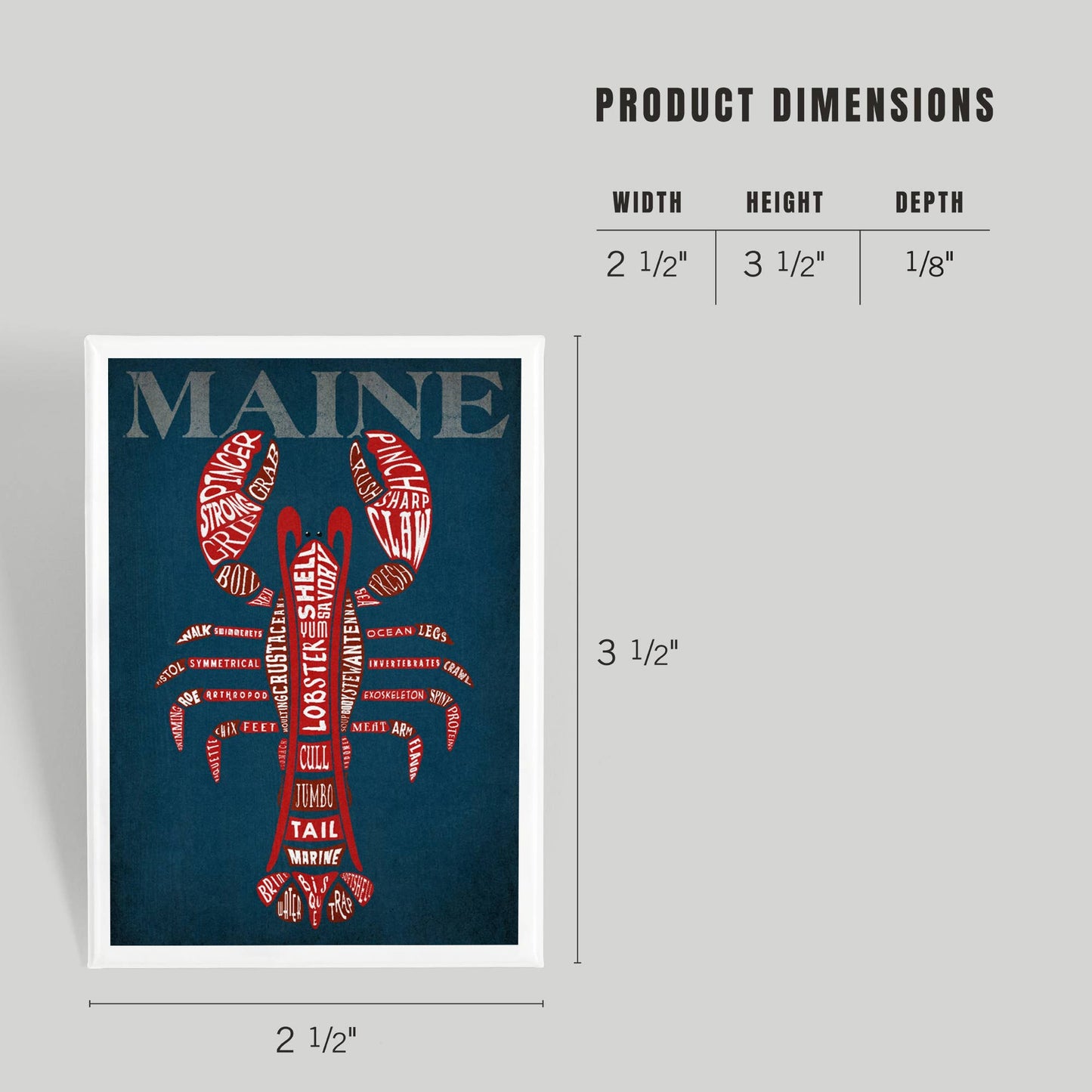 Magnet - Maine - Red Lobster Typography