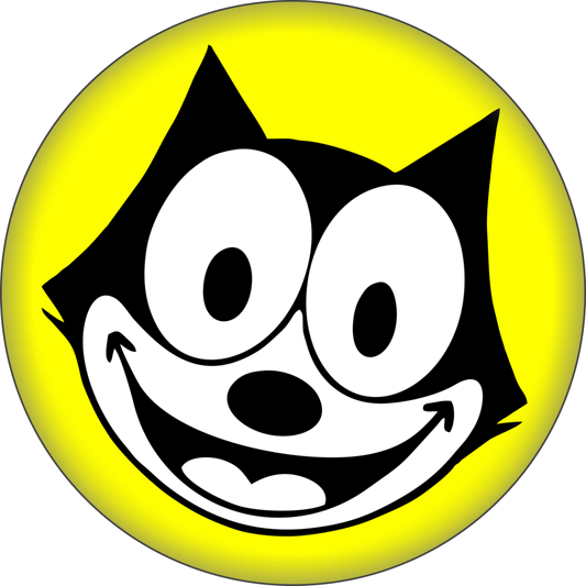 Button - Felix The Cat - Smiling On Yellow