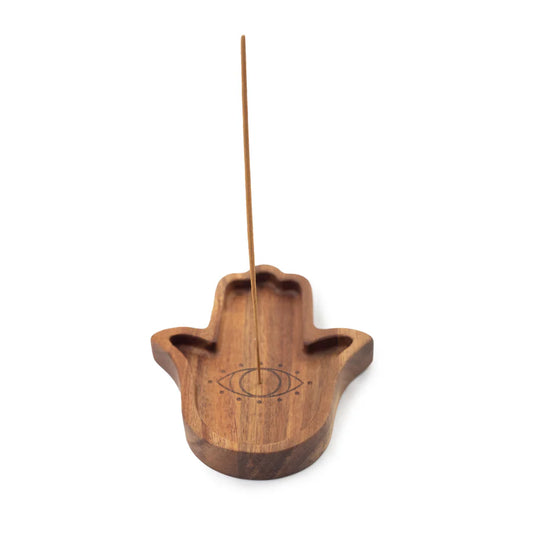 Wooden Hamsa Hand Incense Holder