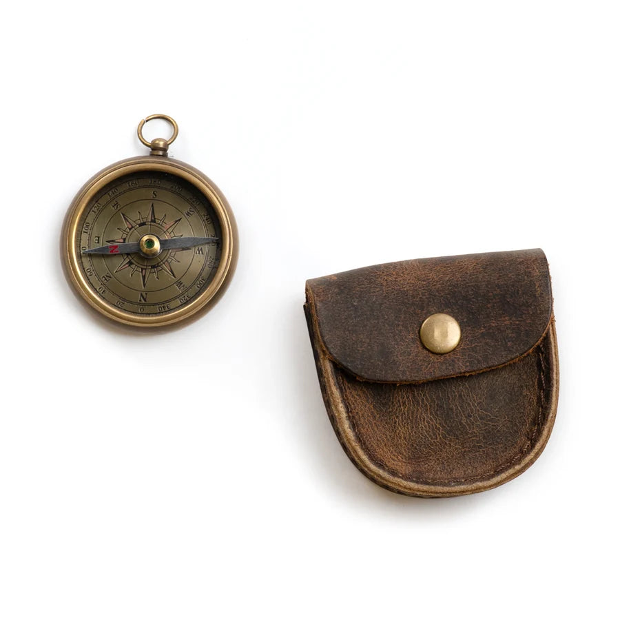 Compass - Leather Pouch - There's Such A Lot of World to See